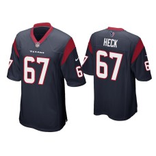 Men's Houston Texans #67 Charlie Heck Navy Game Jersey