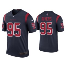 Men's Houston Texans #95 Color Rush Legend Derek Rivers Navy Jersey