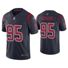 Men's Houston Texans #95 Color Rush Limited Derek Rivers Navy Jersey