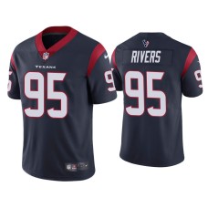 Men's Houston Texans #95 Derek Rivers Vapor Limited Navy Jersey