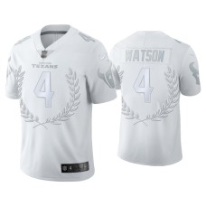 Men's Houston Texans #4 Deshaun Watson White Platinum Limited Jersey