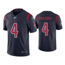 Men's Houston Texans #4 Deshaun Watson 100th Season Navy Color Rush Jersey