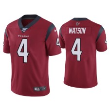 Men's Houston Texans #4 Deshaun Watson 100th Season Red Vapor Limited Jersey