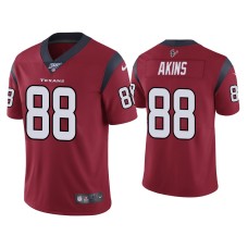 Men's Houston Texans #88 Jordan Akins 100th Season Red Vapor Limited Jersey