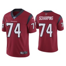 Men's Houston Texans #74 Max Scharping 100th Season Red Vapor Limited Jersey