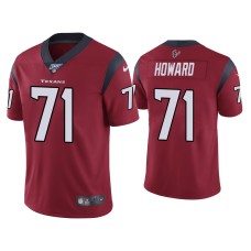 Men's Houston Texans #71 Tytus Howard 100th Season Red Vapor Limited Jersey