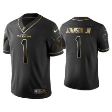 Men's Houston Texans #1 Golden Edition Vapor Limited Texans Lonnie Johnson Jr. Black Jersey