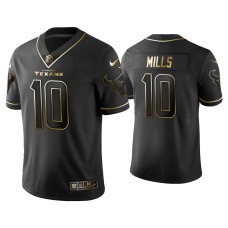 Men's Houston Texans #10 Golden Edition Vapor Limited Texans Davis Mills Black Jersey