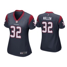 Women's Houston Texans #32 Garret Wallow Navy Game Jersey