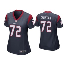 Women's Houston Texans #72 Geron Christian Navy Game Jersey