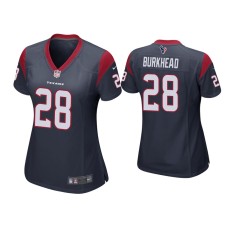 Women's Houston Texans #28 Rex Burkhead Navy Game Jersey