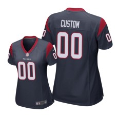 Women's Houston Texans #00 Navy Custom Nike Game Jersey