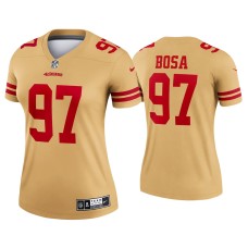 Women's San Francisco 49ers #97 2021 Nick Bosa Gold Inverted Legend Jersey