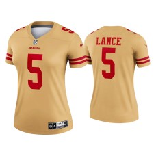 Women's San Francisco 49ers #5 2021 Trey Lance Gold Inverted Legend Jersey