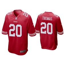 Men's San Francisco 49ers #20 Ambry Thomas Scarlet Game Jersey