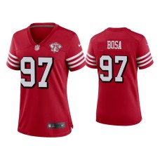 Women's San Francisco 49ers #97 Nick Bosa Scarlet 75th Anniversary Jersey