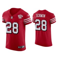 Men's San Francisco 49ers #28 Trey Sermon Scarlet 75th Anniversary Jersey