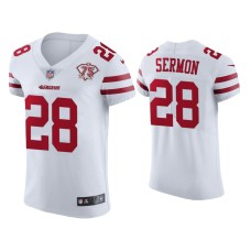 Men's San Francisco 49ers #28 Trey Sermon White 75th Anniversary Jersey