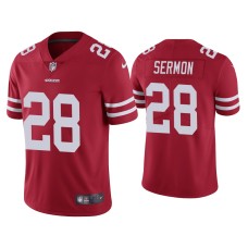 Men's San Francisco 49ers #28 Vapor Limited Trey Sermon 49ers Scarlet Jersey