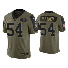 Men's San Francisco 49ers #54 Fred Warner Olive 2021 Salute To Service Limited Jersey