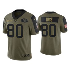 Men's San Francisco 49ers #80 Jerry Rice Olive 2021 Salute To Service Limited Jersey