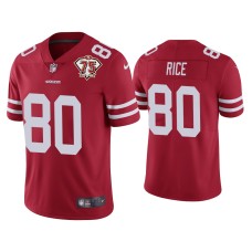 Men's San Francisco 49ers #80 Jerry Rice Scarlet 75th Anniversary Patch Limited Jersey