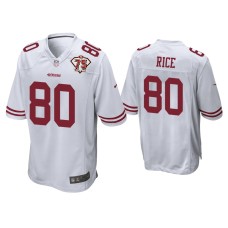 Men's San Francisco 49ers #80 Jerry Rice White 75th Anniversary Patch Game Jersey