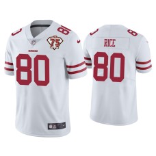 Men's San Francisco 49ers #80 Jerry Rice White 75th Anniversary Patch Limited Jersey