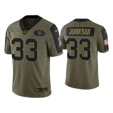 Men's San Francisco 49ers #33 Kerryon Johnson Olive 2021 Salute To Service Limited Jersey