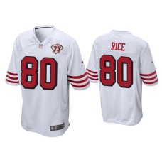 Men's San Francisco 49ers #80 Jerry Rice White 75th Anniversary Game Jersey