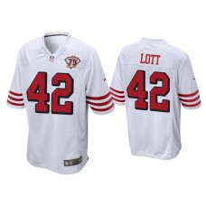 Men's San Francisco 49ers #42 Ronnie Lott White 75th Anniversary Game Jersey