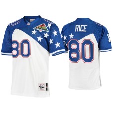 Men's San Francisco 49ers #80 Jerry Rice Mitchell & Ness 1994 Pro Bowl White Blue NFC Jersey