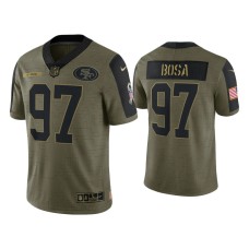 Men's San Francisco 49ers #97 Nick Bosa Olive 2021 Salute To Service Limited Jersey