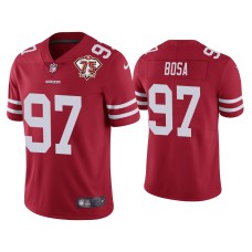 Men's San Francisco 49ers #97 Nick Bosa Scarlet 75th Anniversary Patch Limited Jersey