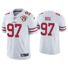 Men's San Francisco 49ers #97 Nick Bosa White 75th Anniversary Patch Limited Jersey