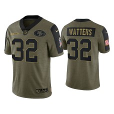 Men's San Francisco 49ers #32 Ricky Watters Olive 2021 Salute To Service Limited Jersey