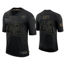 Men's San Francisco 49ers #42 Ronnie Lott Black 2020 Salute To Service Retired Jersey