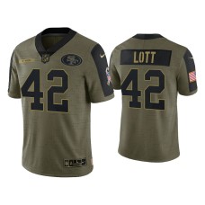 Men's San Francisco 49ers #42 Ronnie Lott Olive 2021 Salute To Service Limited Jersey