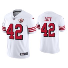 Men's San Francisco 49ers #42 75th Anniversary Ronnie Lott White Limited Jersey