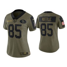 Women's San Francisco 49ers #85 George Kittle Olive 2021 Salute To Service Limited Jersey