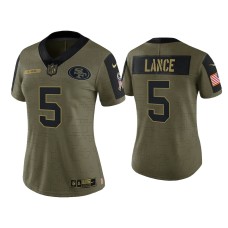 Women's San Francisco 49ers #5 Trey Lance Olive 2021 Salute To Service Limited Jersey