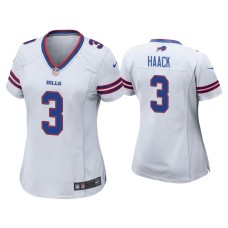 Women's Buffalo Bills #3 Matt Haack White Game Jersey