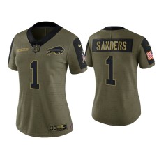 Women's Buffalo Bills #1 Emmanuel Sanders Olive 2021 Salute To Service Limited Jersey