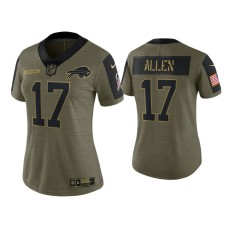 Women's Buffalo Bills #17 Josh Allen Olive 2021 Salute To Service Limited Jersey