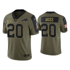 Buffalo Bills #20 Zack Moss Olive 2021 Salute To Service Limited Jersey