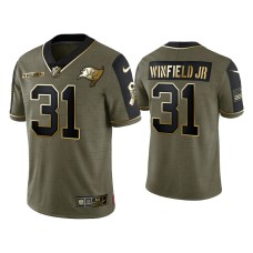 Men's Tampa Bay Buccaneers #31 Antoine Winfield Jr. Olive Gold 2021 Salute To Service Limited Jersey