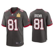 Men's Tampa Bay Buccaneers #81 Antonio Brown Super Bowl LV Champions Pewter Game Jersey