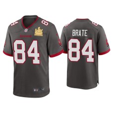 Men's Tampa Bay Buccaneers #84 Cameron Brate Super Bowl LV Champions Pewter Game Jersey