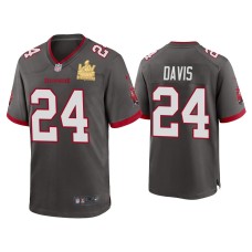 Men's Tampa Bay Buccaneers #24 Carlton Davis Super Bowl LV Champions Pewter Game Jersey