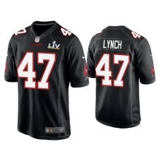 Men's Tampa Bay Buccaneers #47 John Lynch Super Bowl LV Black Game Fashion Jersey